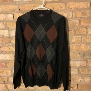 Haggar Mens Long Sleeve Argyle Sweater Crew Neck Size M